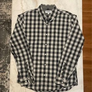 Express Black and White Plaid Button Down Shirt